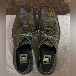 Men’s David Eden “Sun” Military Green Genuine CROCODILE/LIZARD Shoes.